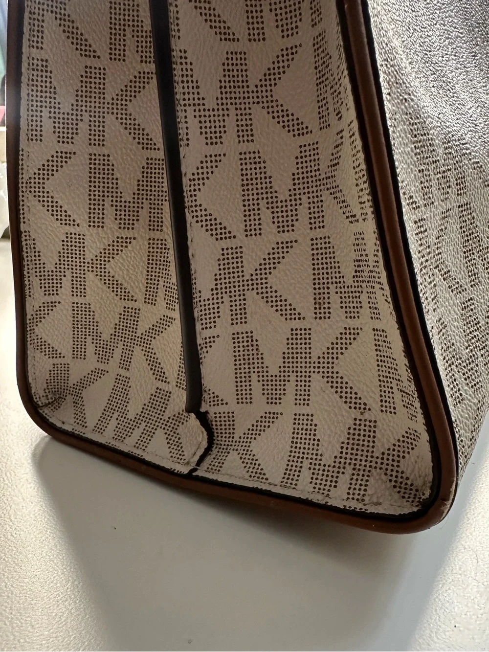 Michael Kors Cream & Brown MK Signature Tote